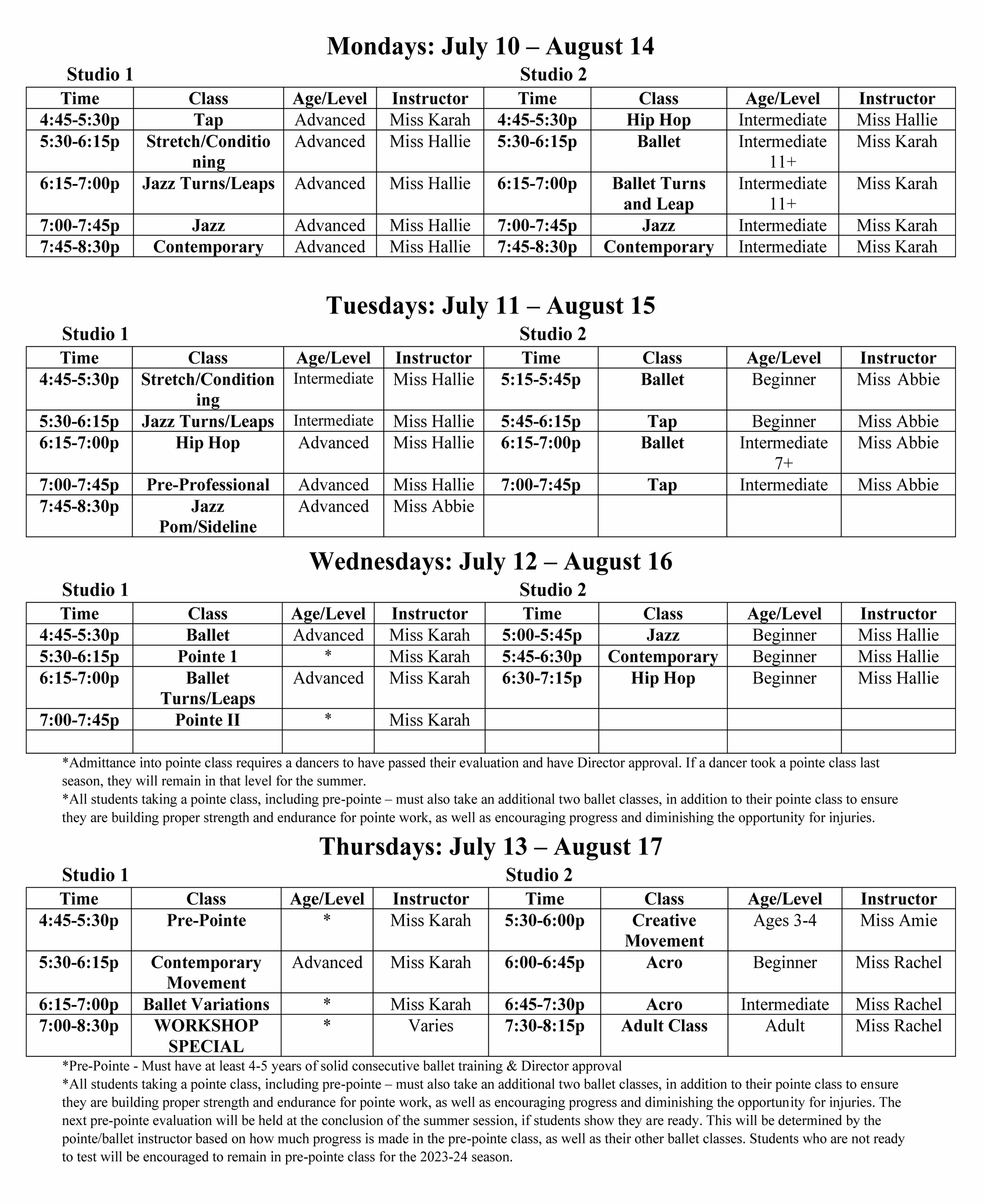 Summer Classes 202324 Fusion Studio Of Dance